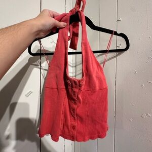 WE THE FREE Waffle knit Red Halter Top